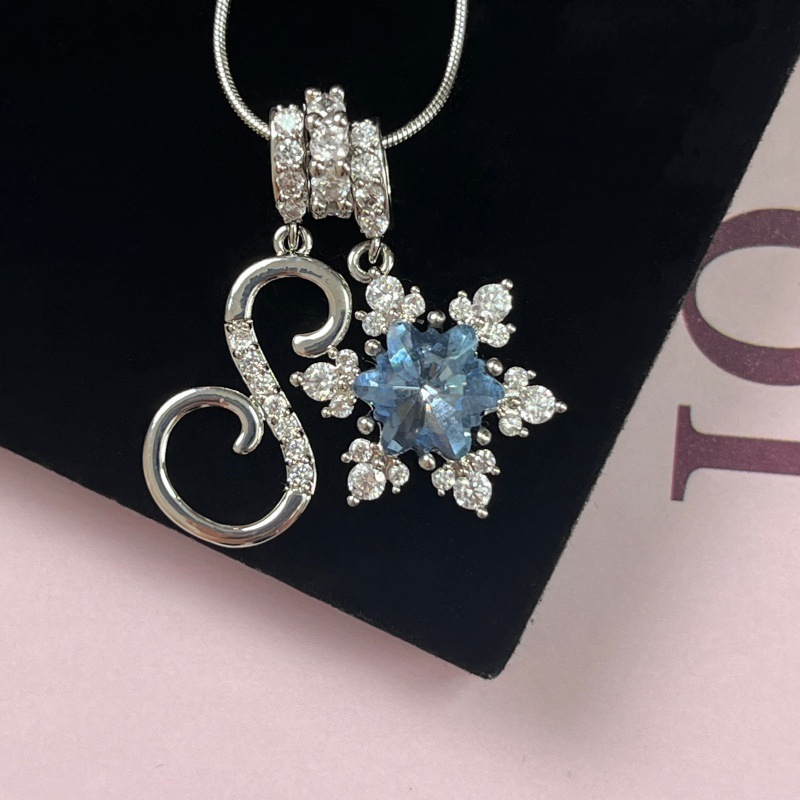 New Style Copper Zirconia Pendant Letter Necklace Silver Stainless Steel Chain Birthday Gift For Women Trendy Fairy Style