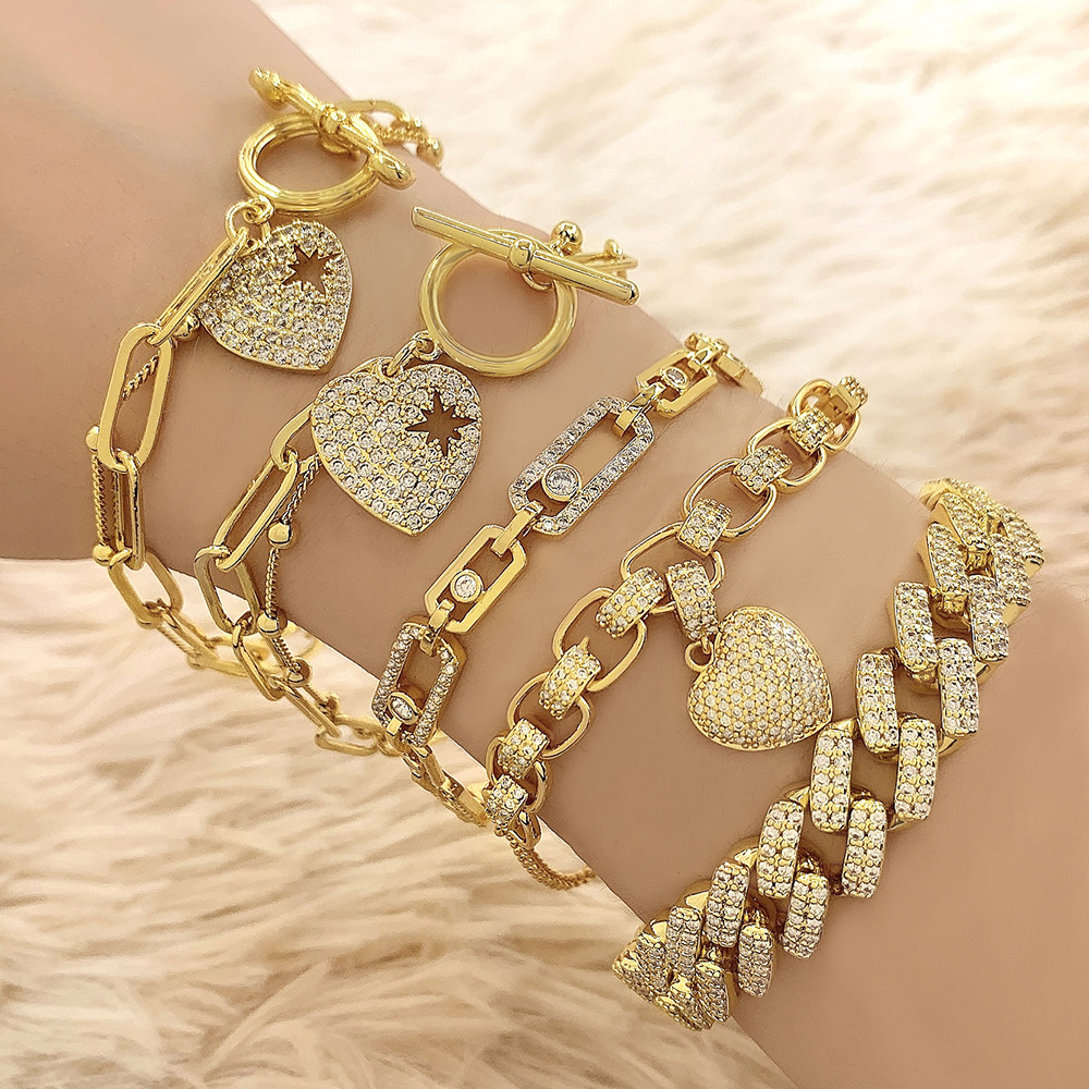 New Copper Plating 18K Bracelet  Style Mild Luxury Retro Double-Layer Bracelet Female Non-Fading DIY Jewelry Wholesale