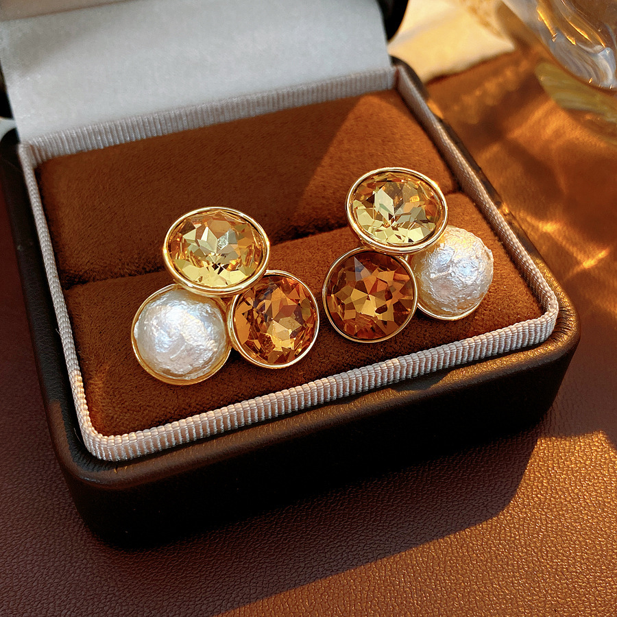 Vintage Gold Plated Silver Pin Diamond Earrings Multifunctional Women's Jewelry Geometric Snowflake Party Accessories