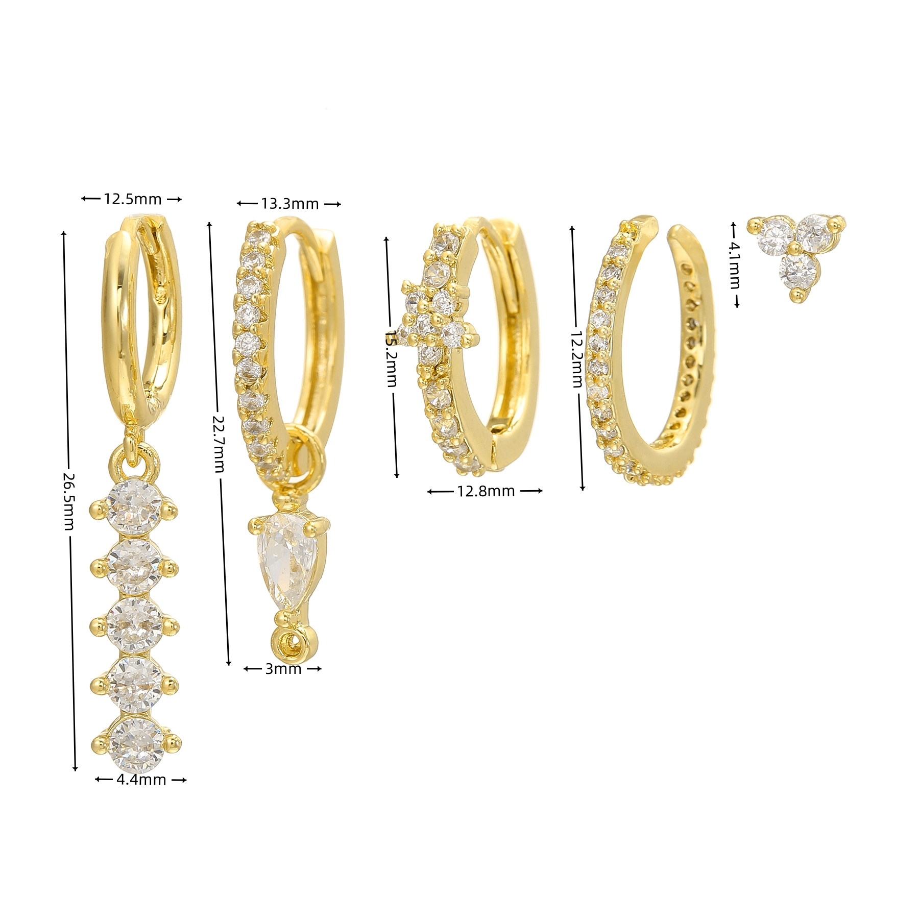 1 Set Sweet Classic Style Geometric Inlay Brass Zircon 18K Gold Plated Drop Earrings Earrings Ear Studs