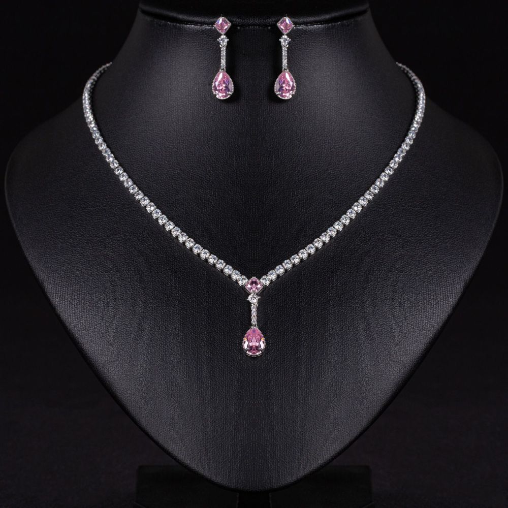 Bridal Jewelry Necklace Earrings Set Zircon Wedding Dress Women's Wedding Accessories High-end Two-piece Jewelry Set