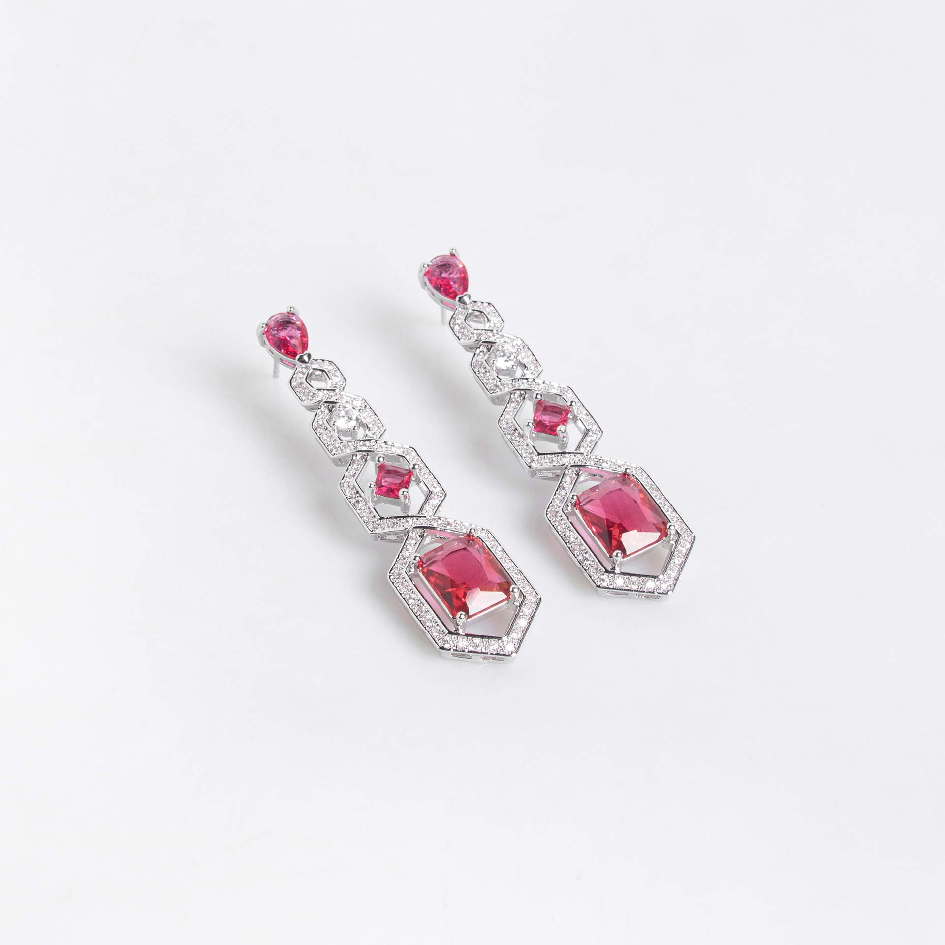 Elegant  Luxury Zirconia Necklace And Earring Set Dress Accessories Fashionable Geometric Design Jewelry