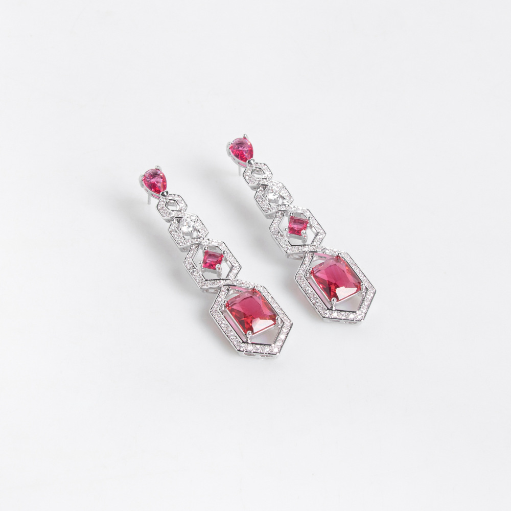 Elegant  Luxury Zirconia Necklace And Earring Set Dress Accessories Fashionable Geometric Design Jewelry