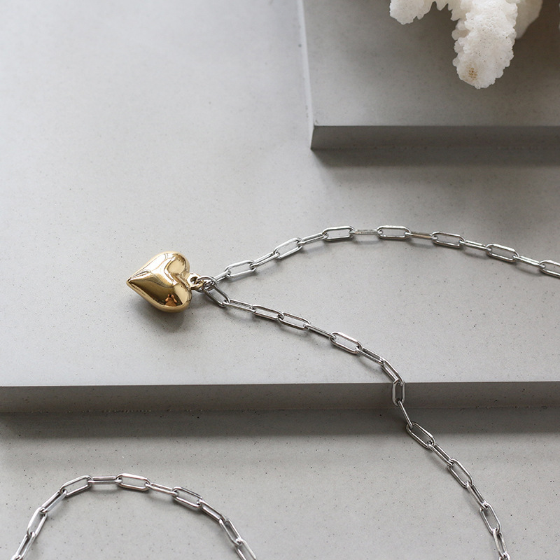 PVD Coated Real Gold Plated 18K Gold Heart 304 Stainless Steel Fashion Waterproof Non Tarnish 304 Stainless Steel Necklace