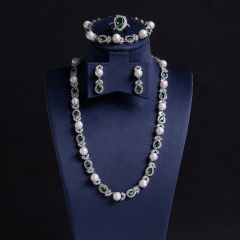 Green Zirconia White Beads on White Background