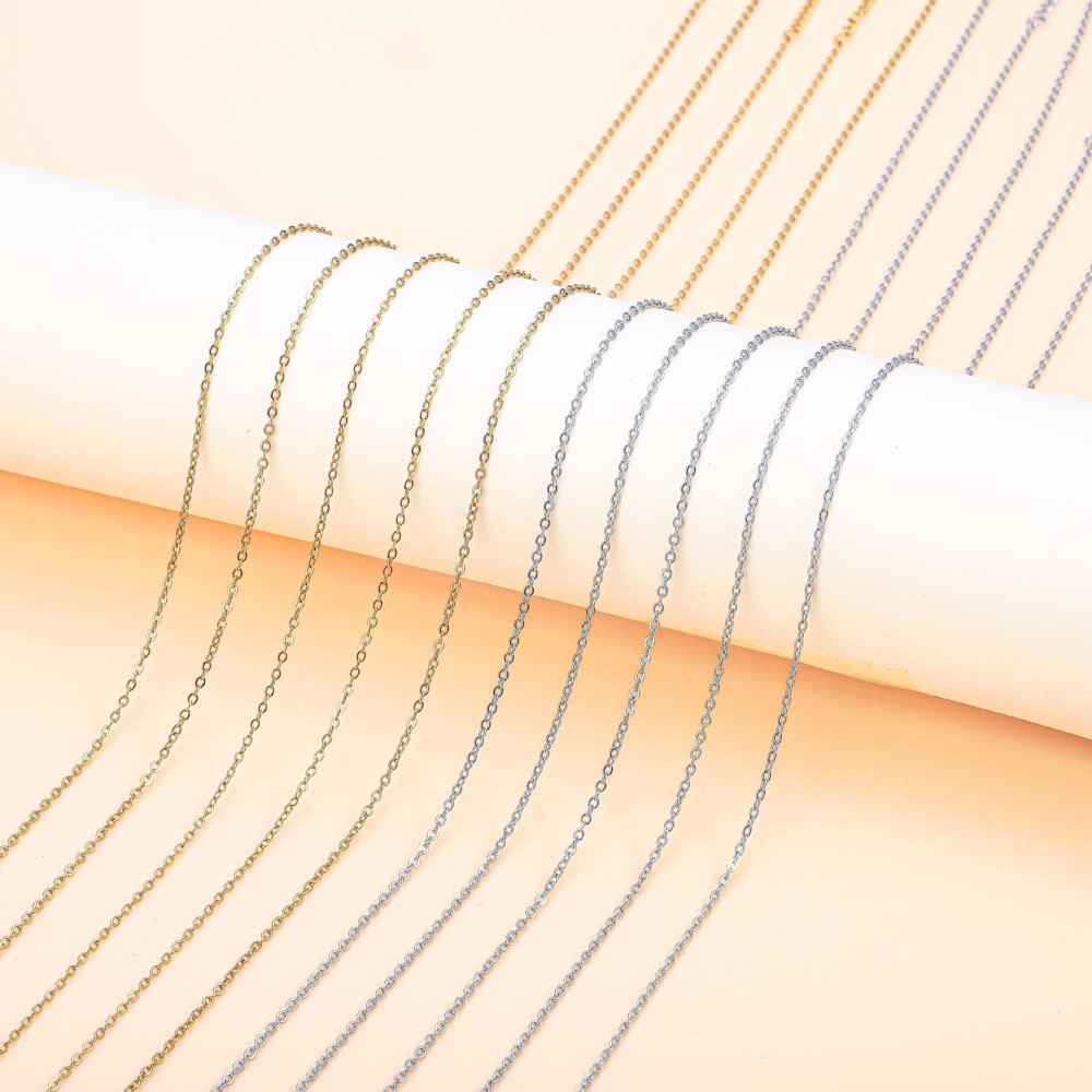 Stainless Steel Hammer Cross Chain Fine Chain Jewelry Accessories Necklace Handmade DIY Titanium Steel Non-Fading