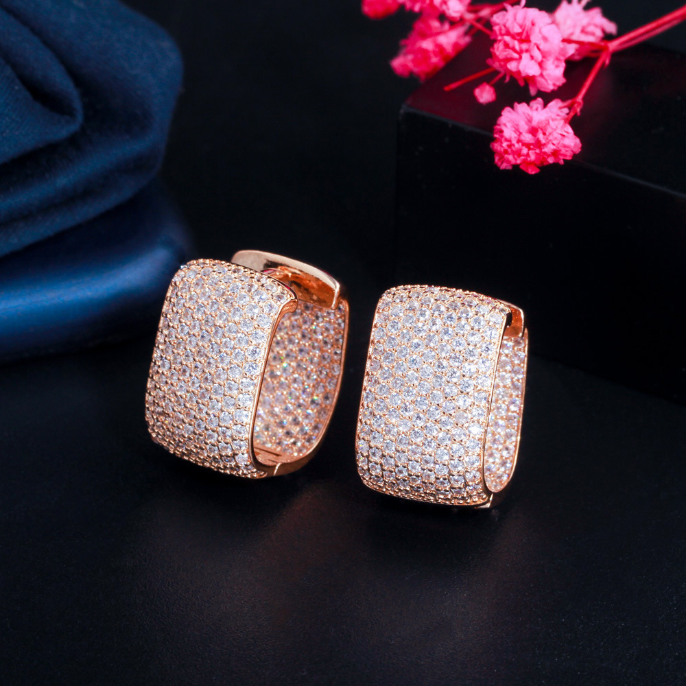 Copper Square Electroplating Artificial Gemstones Rose Golden Plated Platinum Plated Rhodium Plated Elegant Classic Style Plating Inlay Ear Studs