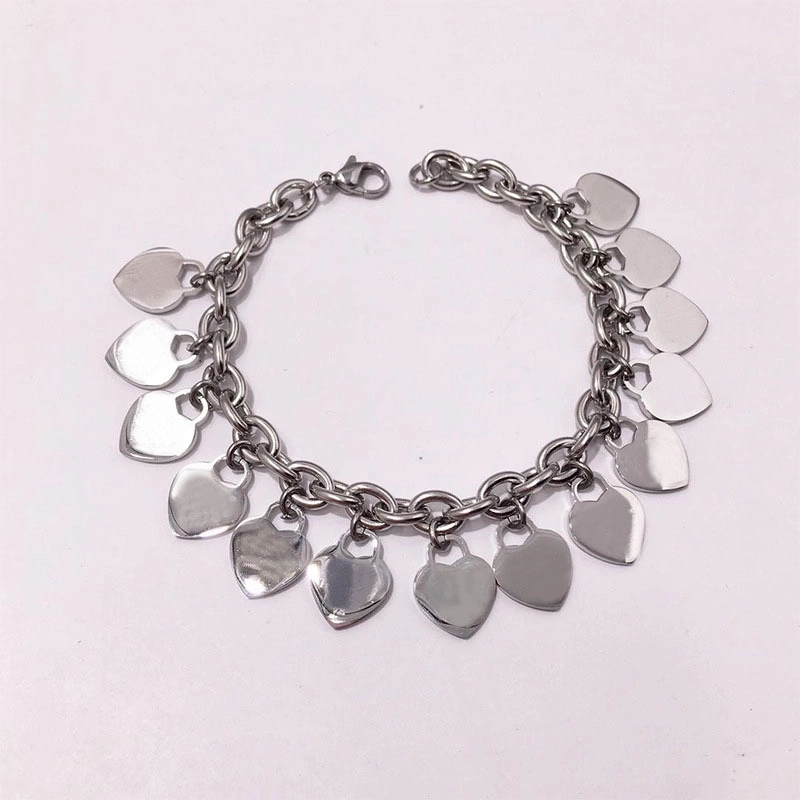 PVD Coated 14K Real Gold Plated 18K Real Gold Plated 24K Real Gold Plated Heart Shape 304 Stainless Steel 316L Stainless Steel  316 Stainless Steel  Basic Classic Style Plating Bracelets