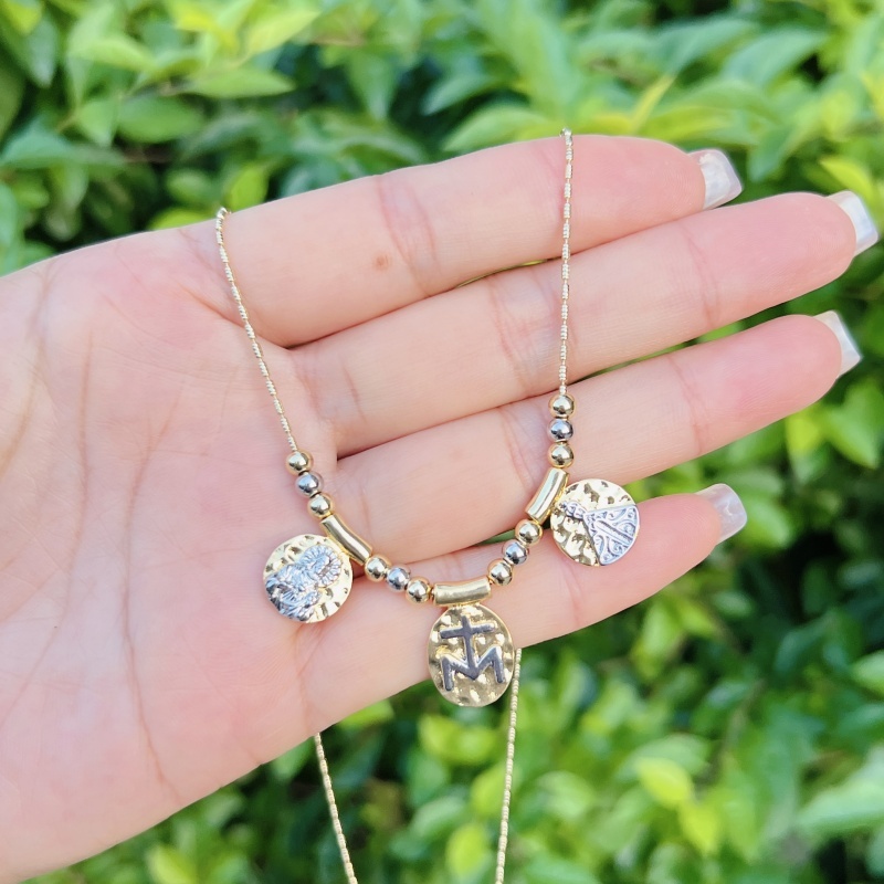 Wholesale Jewelry Luxurious Lady Romantic Faith Cross Heart Shape Copper Peanut Meat Chain Pendant Necklace