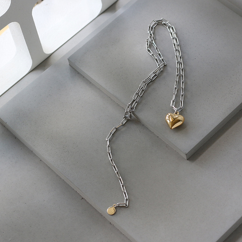 PVD Coated Real Gold Plated 18K Gold Heart 304 Stainless Steel Fashion Waterproof Non Tarnish 304 Stainless Steel Necklace
