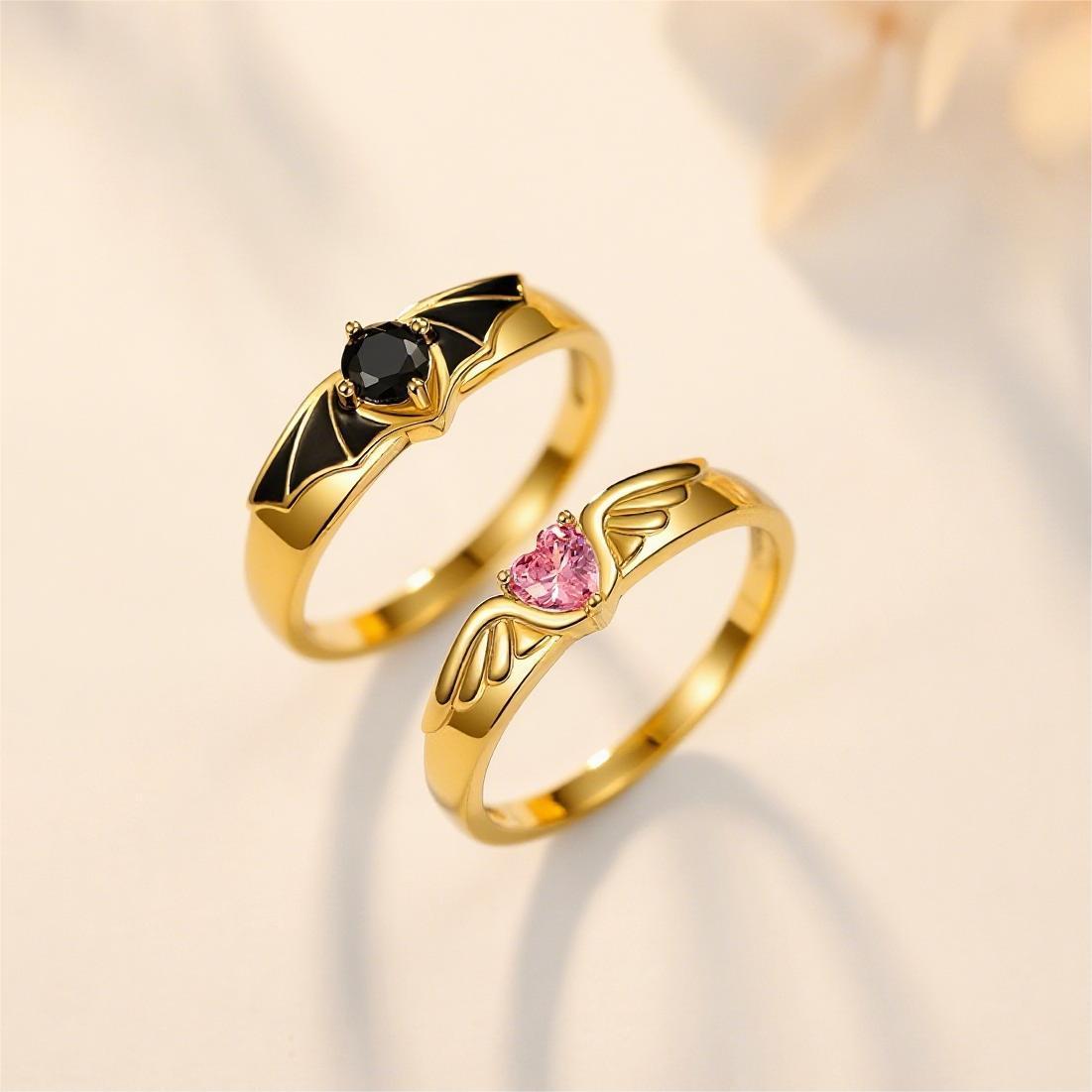 1 Pair Sweet Romantic Mysterious Cool Creative Couple Rings Suitable For Dating Engagement Wedding Occasions Jewelry