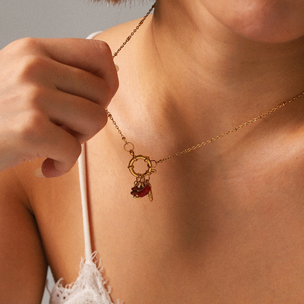 Stainless Steel DIY Jewelry Accessories Horseshoe Crab Shell Pendant Necklace High-End Texture Geometric Animal Style Women's Ocean Element Necklace