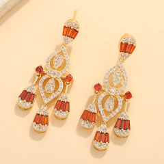 003 orange diamond gold earrings