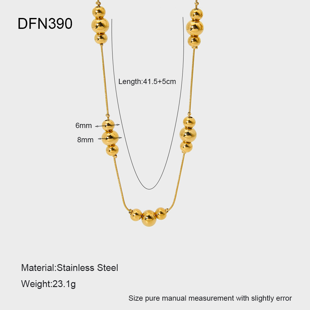 Stainless Steel Geometric Ball Necklace Women's Ins Style Fashion Jewelry Non-fading Electroplated Chain Accessory