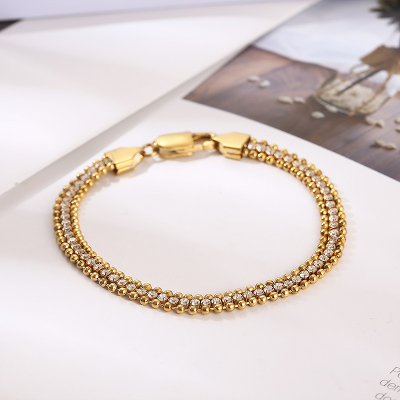 PVD Coated 18K Gold Plated Solid Color Stainless Steel Classic Style Commute Waterproof Non Tarnish Bracelets Necklace