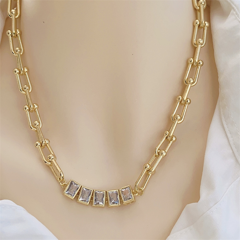 Classic Minimalist Copper Plated 18K Gold Zircon Jewelry Set For Men And Women Daily Wear Perfect Gift Set Includes Necklace And Bracelet