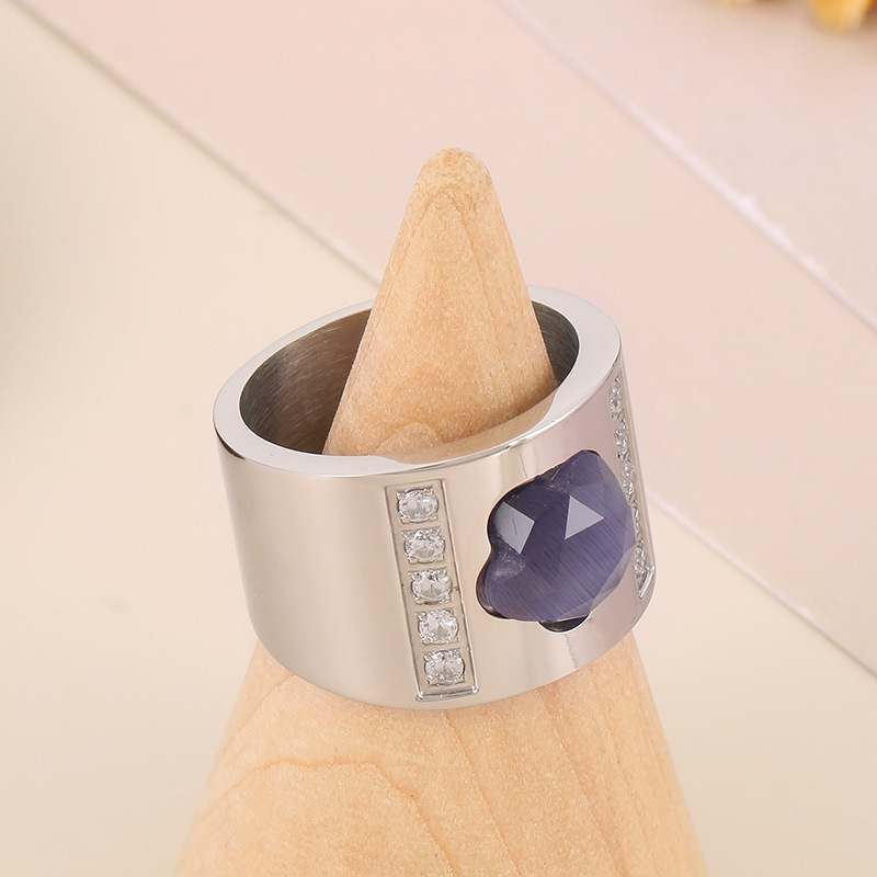 304 Stainless Steel Star PVD Coated Rhinestones 18K Real Gold Plated Simple Style Classic Style Waterproof Non Tarnish Inlay Rings
