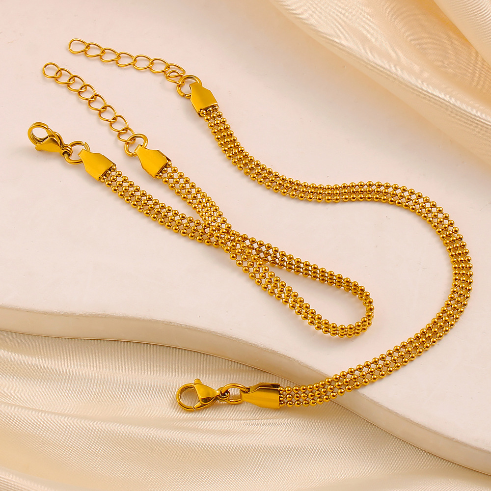 Simple Titanium Steel Gold-Plated Bracelet For Women, Multifunctional Geometric Adjustable Clasp With Inlaid Diamonds For Birthday Party