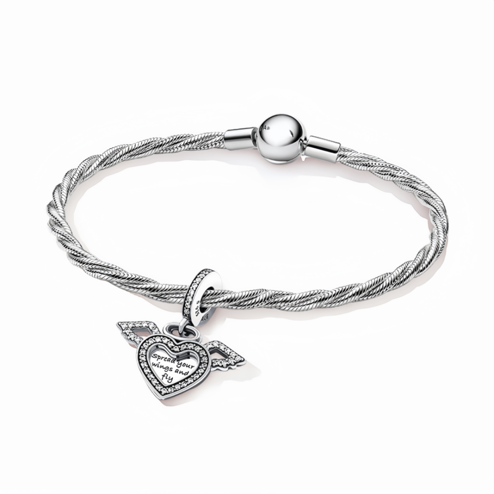 Brushed Bracelet Snake Bone Chain DIY Pendant Multi-piece Matching Heart Angel Wings Accessories Combination Heart-shaped Water Plated Copper Zircon