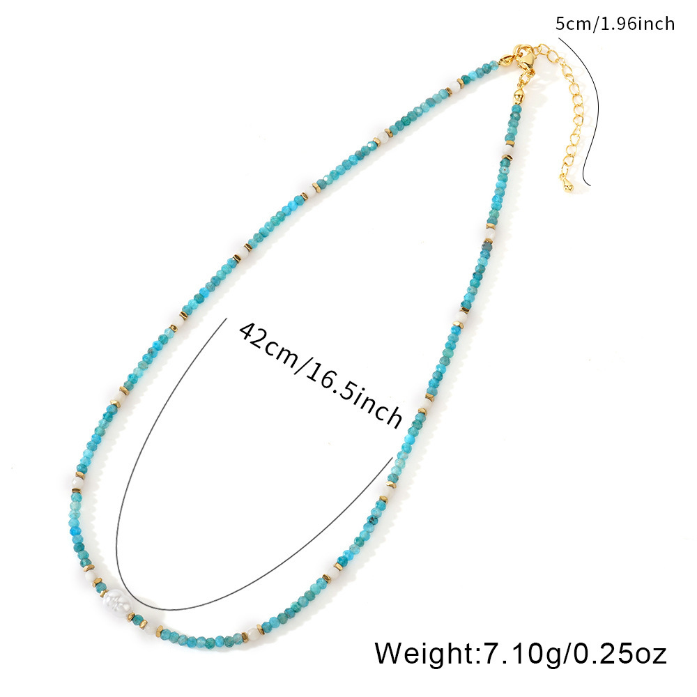 Blue Green Beaded Necklace Collarbone Chain Exquisite Sapphire Combination Daily Wear Jewelry Accessories