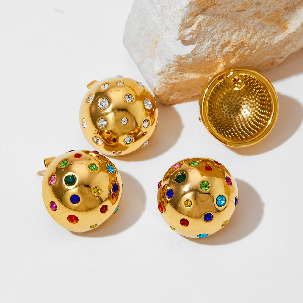 PVD Coated Real Gold Plated 16K Gold White Gold Plated Gold Plating Geometric 304 Stainless Steel Simple Style Classic Style Waterproof Non Tarnish Ear Studs