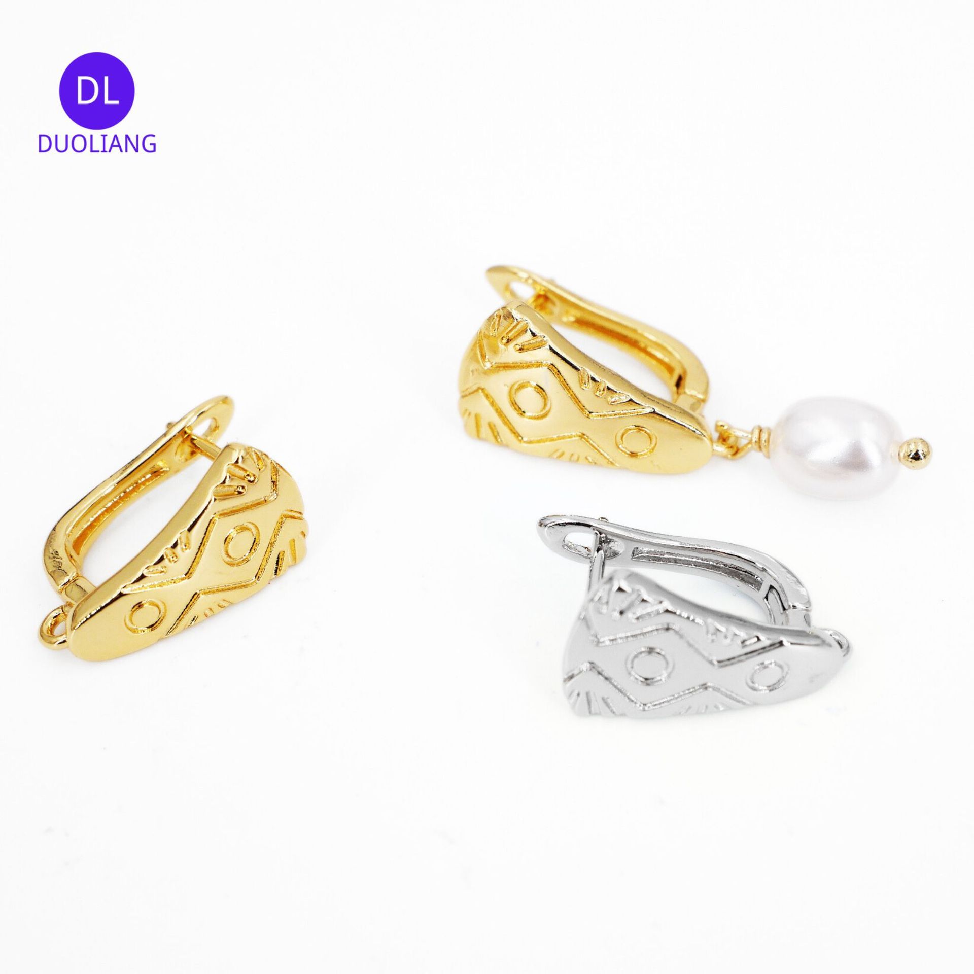 New Multi-Bright Copper Plated 18K Gold Earring DIY Jewelry Accessories U-Shaped Ear Cuff With Drop Circle Eco-Friendly