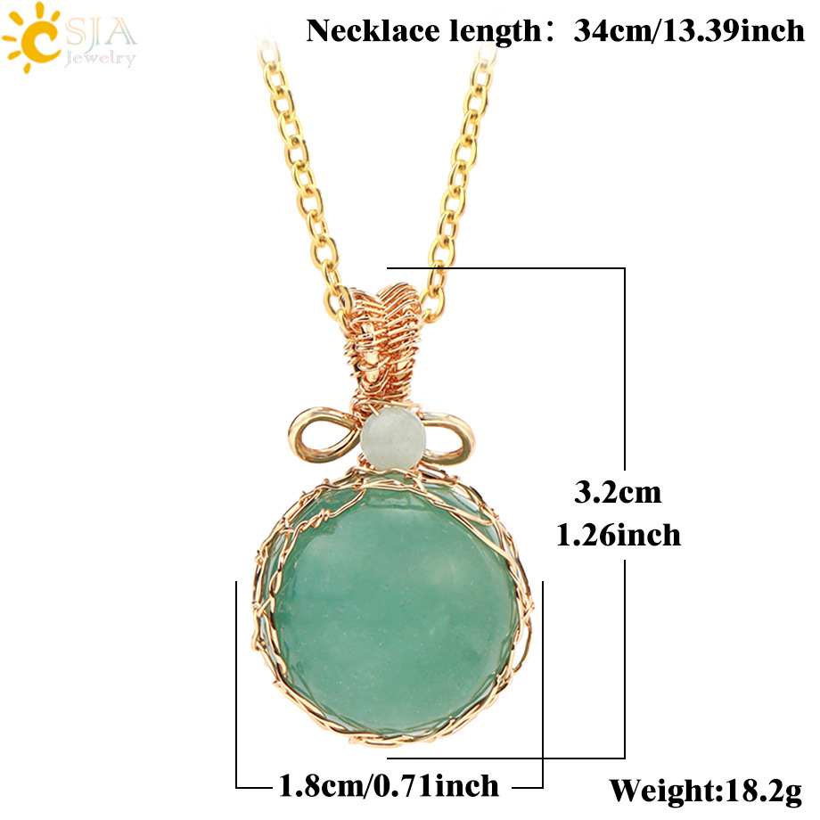 Natural Semi-precious Stone Crystal Necklace Set Fashion Geometric Pattern Pendant Jewelry Retro Style CSJA Jewelry Accessories