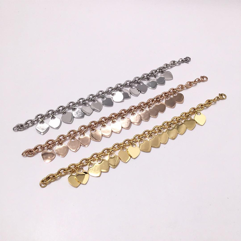 PVD Coated 14K Real Gold Plated 18K Real Gold Plated 24K Real Gold Plated Heart Shape 304 Stainless Steel 316L Stainless Steel  316 Stainless Steel  Basic Classic Style Plating Bracelets