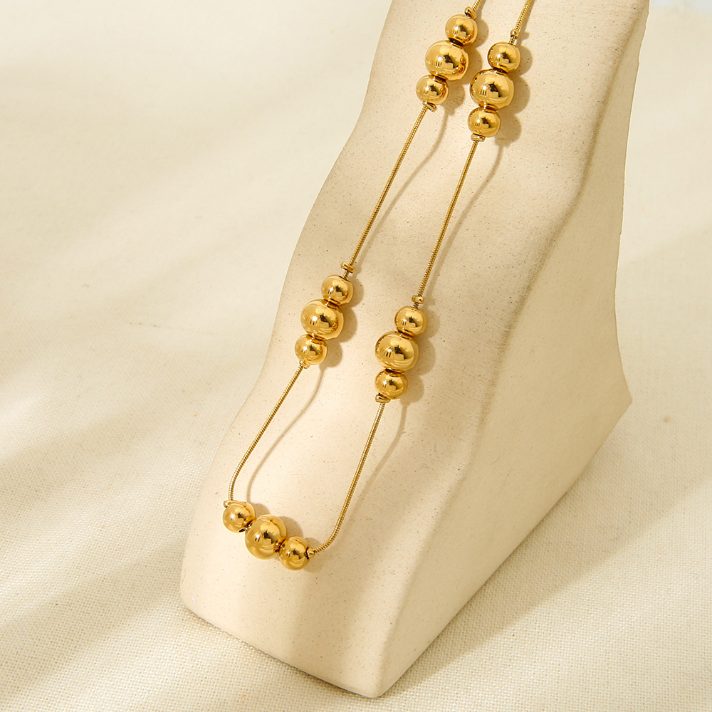 Stainless Steel Geometric Ball Necklace Women's Ins Style Fashion Jewelry Non-fading Electroplated Chain Accessory