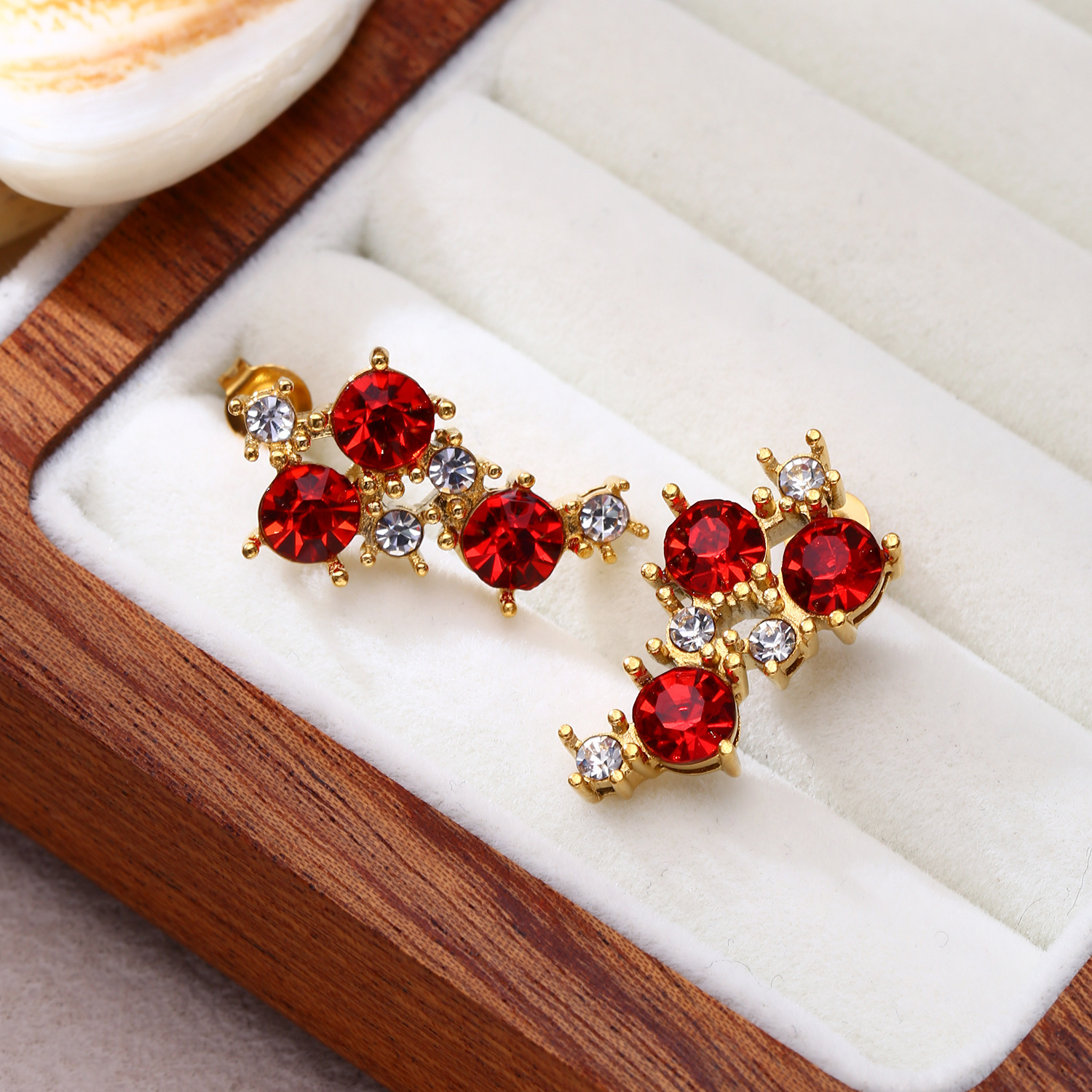 Fashionable Red Cherry Titanium Steel Earrings Women's Exquisite Design Luxury Light Earring Jewelry Accessories