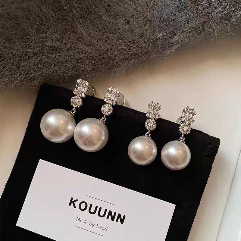 925 Sterling Silver Pearl Earrings Women's Australian White New Style Elegant Geometric Pattern French Vintage Fashion Jewelry