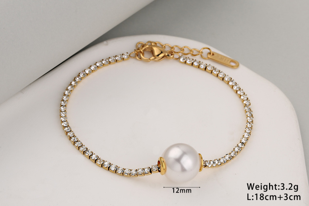 Stainless Steel Full Drill Jewelry Set Cross Circle Heart Shaped Vacuum Plating 18K Gold Dipped Water Diamond Accessories