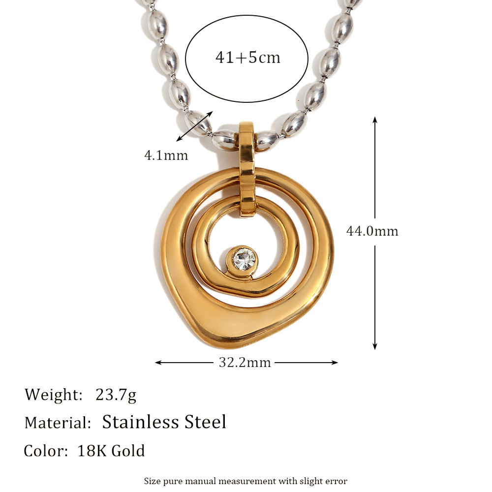 PVD Coated Real Gold Plated Round 304 Stainless Steel Vintage Style Classic Style Waterproof Non Tarnish 304 Stainless Steel Pendant Necklace