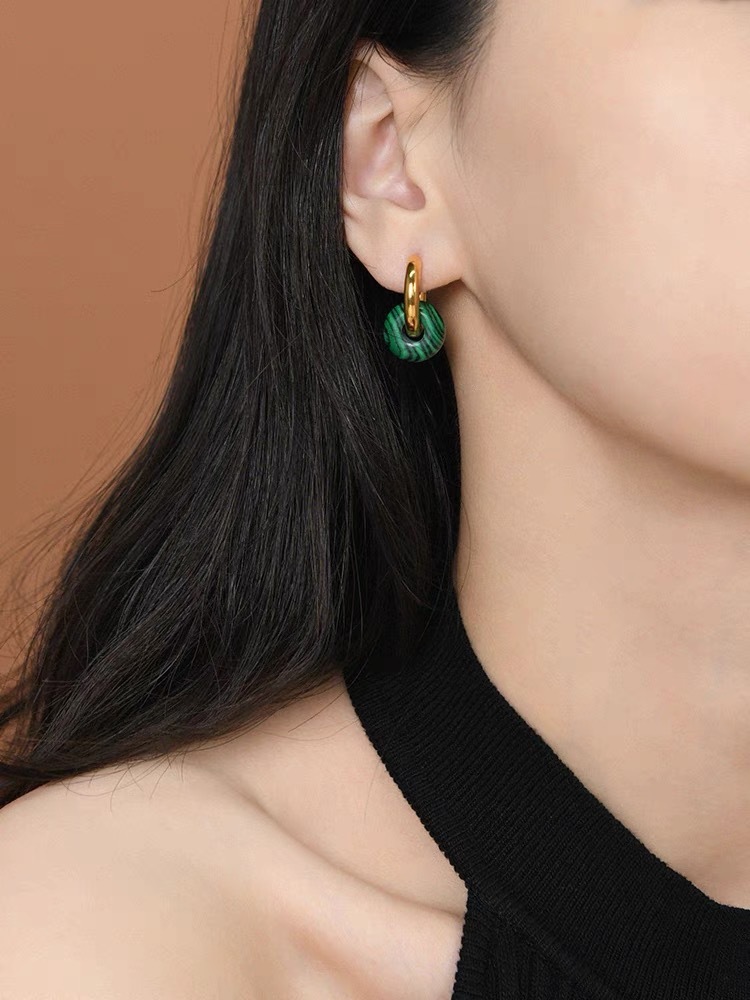 1 Pair Basic Classic Style Geometric Plating Artificial Crystal Natural Stone Drop Earrings