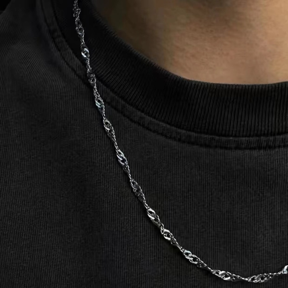 Stainless Steel Water Wave Chain Necklace Versatile DIY Jewelry Chain Unisex Fashion Simple Titanium Steel Clavicle Chain