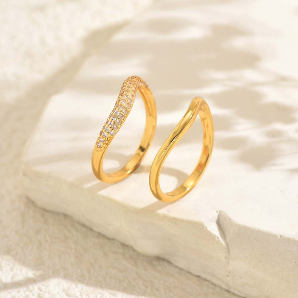 2-piece Set Copper Inlaid Zircon Geometric Elegant Couple Rings Suitable For Proposal, Dating, Gift, And Accessories