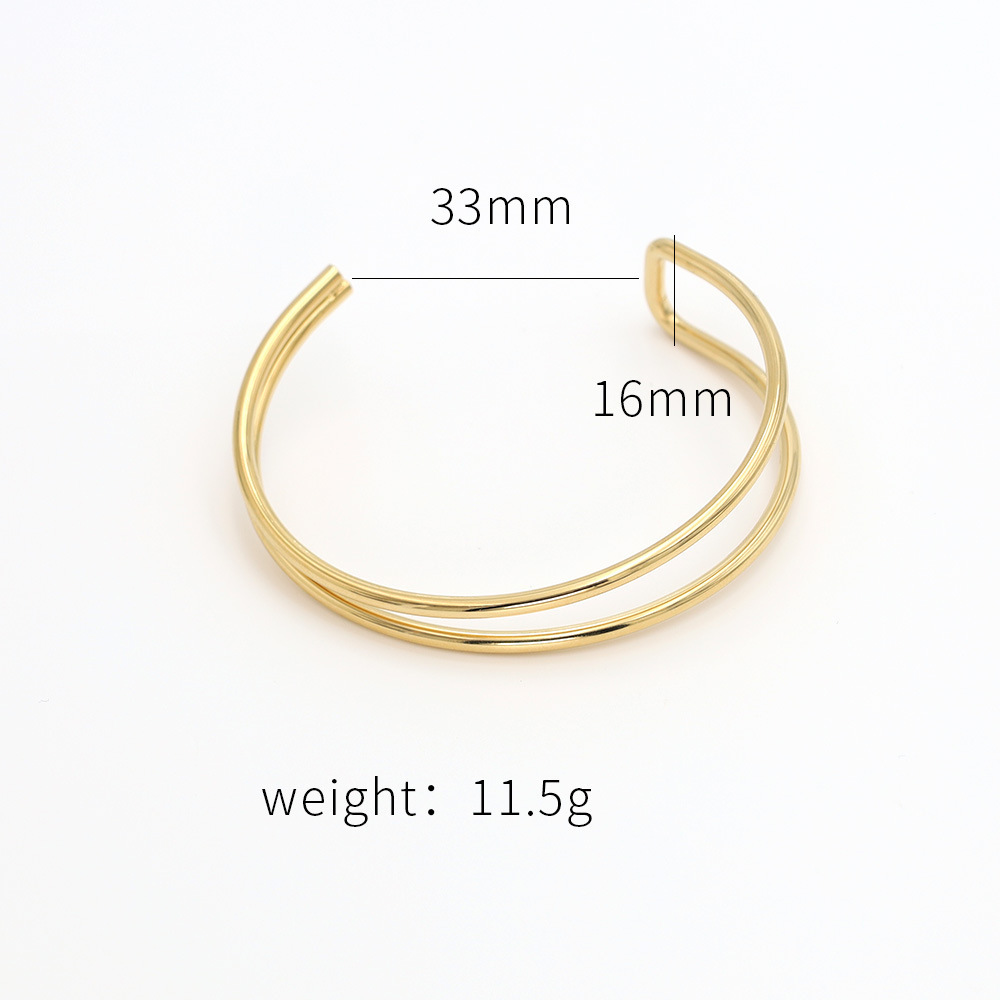 Real Gold Plated Solid Color 304 Stainless Steel Elegant Lady Waterproof Non Tarnish Titanium Steel Bangle