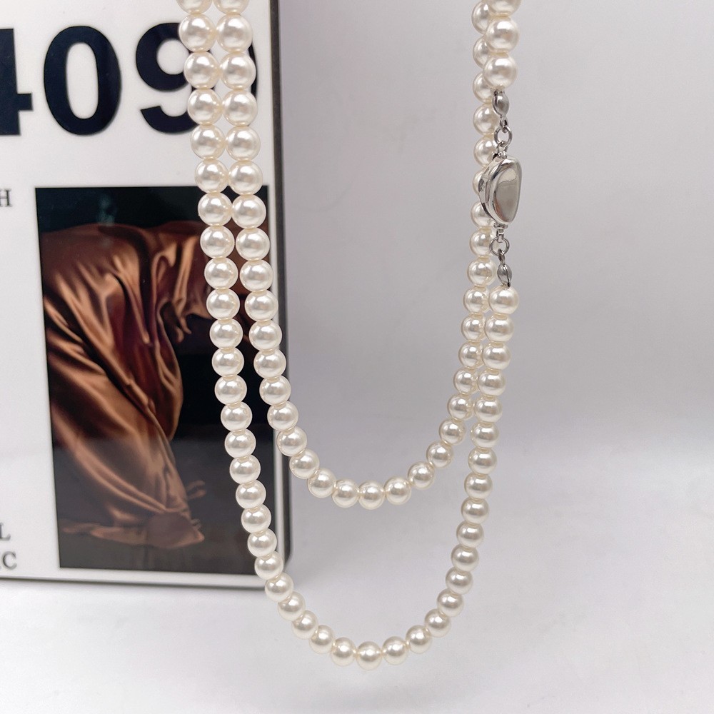 New Women's Knot Necklace Multi-Layer Long Sweater Chain Fashion Accessories Pearl Necklace Luxury Style Geometric Pattern