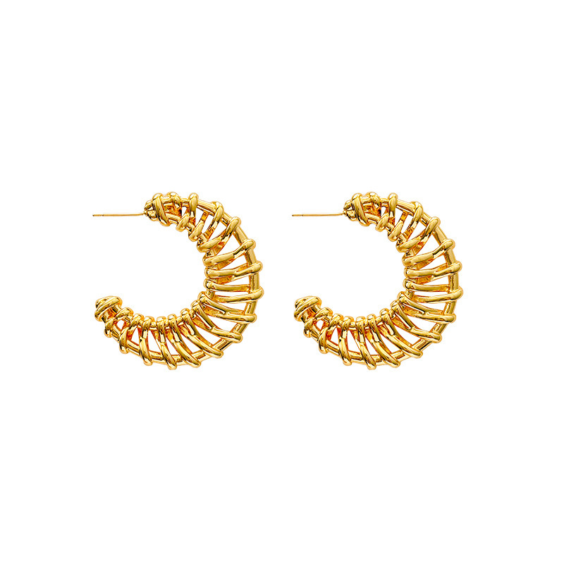 Exaggerated Geometric Weave Metal Silver Earrings Women Luxury Unique High-End Feelings Holiday Style French Vintage Design