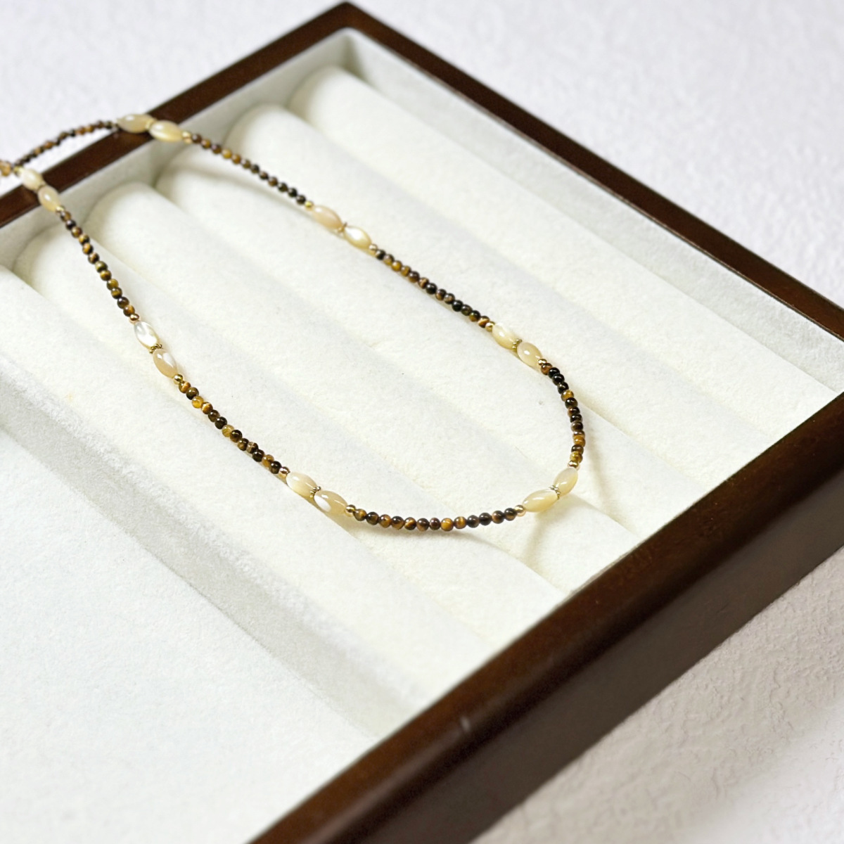 Fall Winter New Natural Stone Necklace Tiger Eye Agate Red Agate Beaded Necklace Ultra Fine Layering Clavicle Chain Titanium Steel Geometric Pattern Ins Style Women's Jewelry Accessory