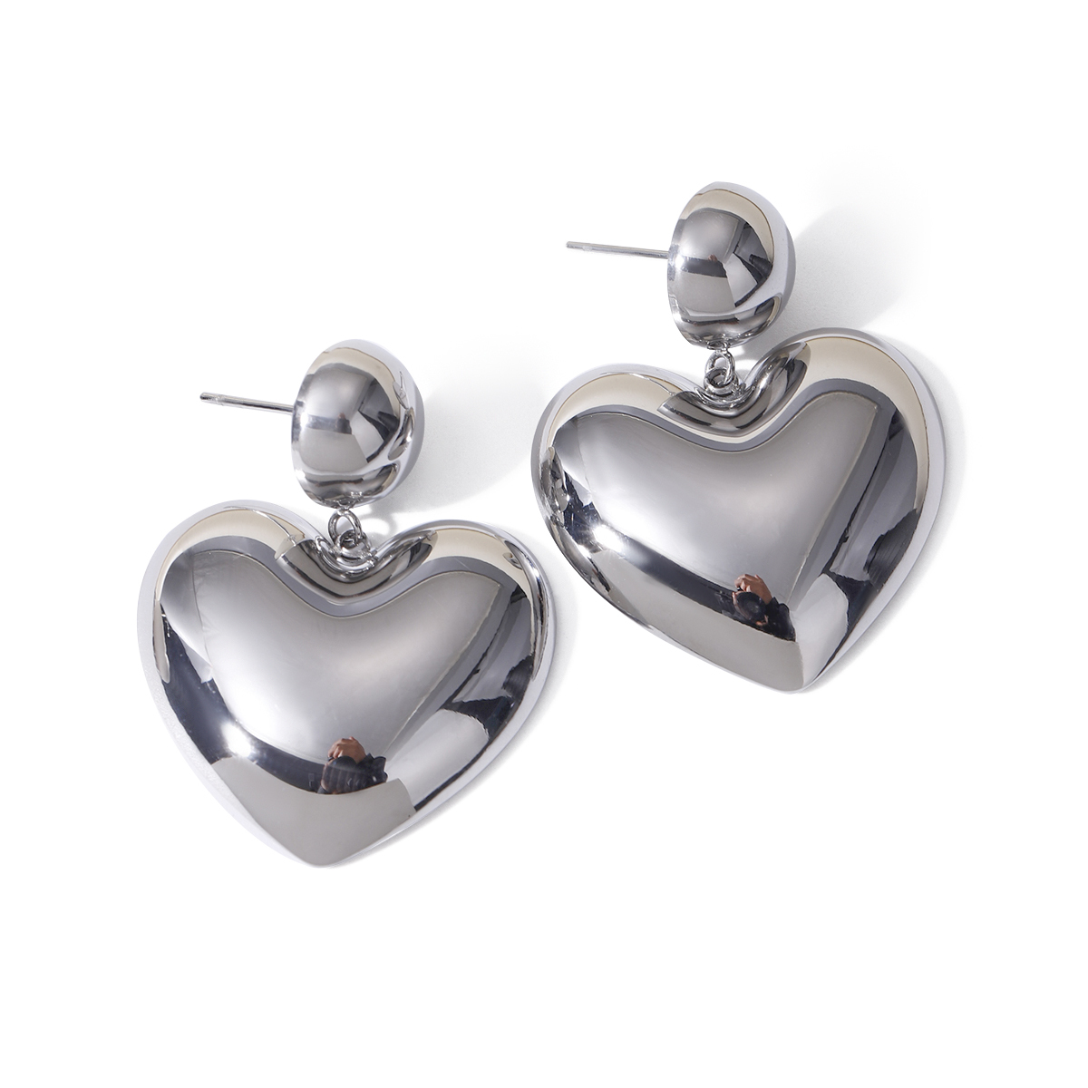 1 Pair Simple Style Classic Style Heart Shape Plating 304 Stainless Steel Drop Earrings