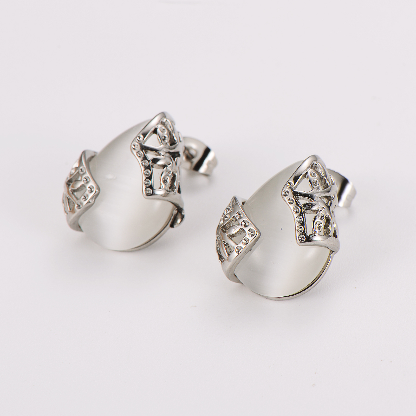 AML Fashionable Temperament 304 Stainless Steel Diamond-Studded Water Drop Necklace Earring Set Accessories