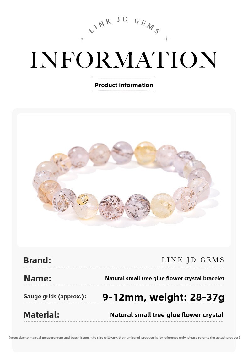 JD Jewelry Natural Gum Crystal Bracelet Fashion Unisex Beaded Round Single Circle Jewelry Geometric Pattern Simple Style