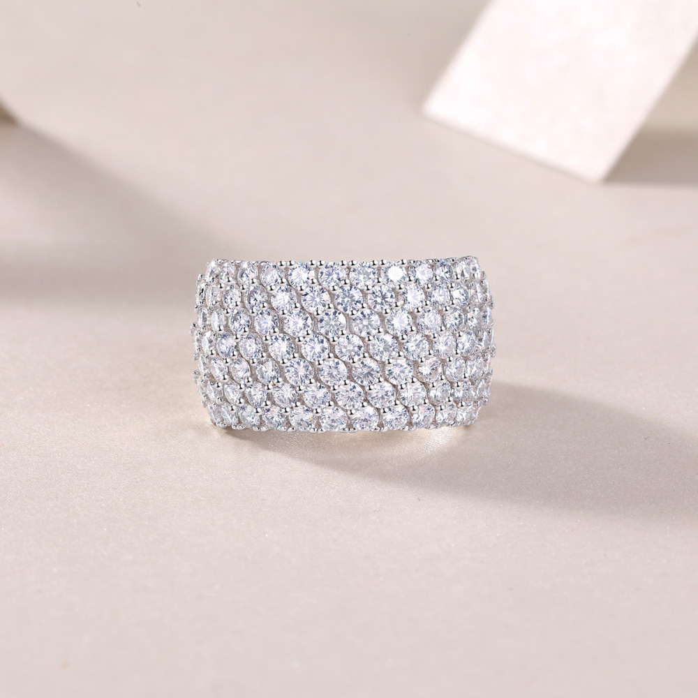 925 Sterling Silver Moissanite Geometric Rings GRA Certificate