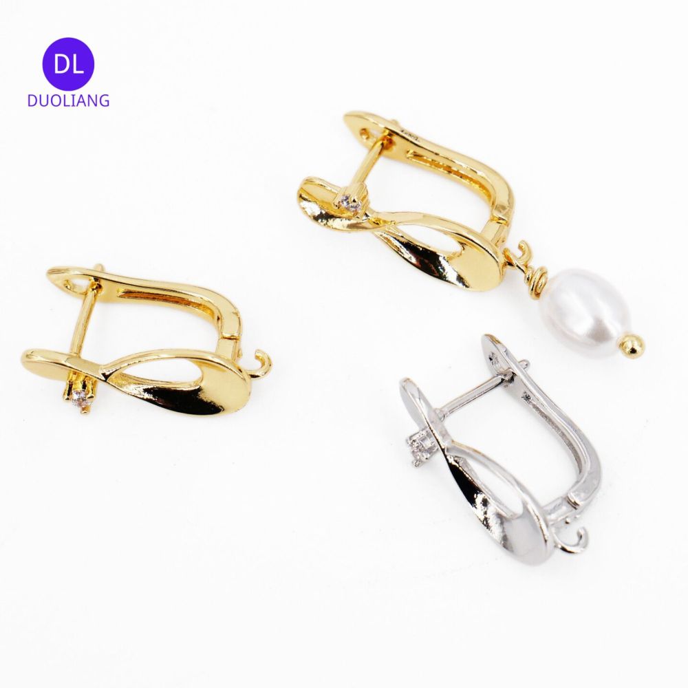 Bright Copper Earrings Plated With Genuine 18K Gold Micro-Set Zirconia Smooth Surface Ear Clips DIY Earring Jewelry Accessories