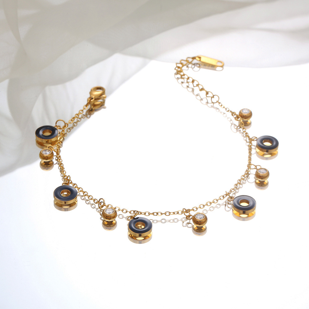 PVD Coated Real Gold Plated 18K Gold Round 304 Stainless Steel Simple Style Classic Style Waterproof Non Tarnish 304 Stainless Steel Bracelets