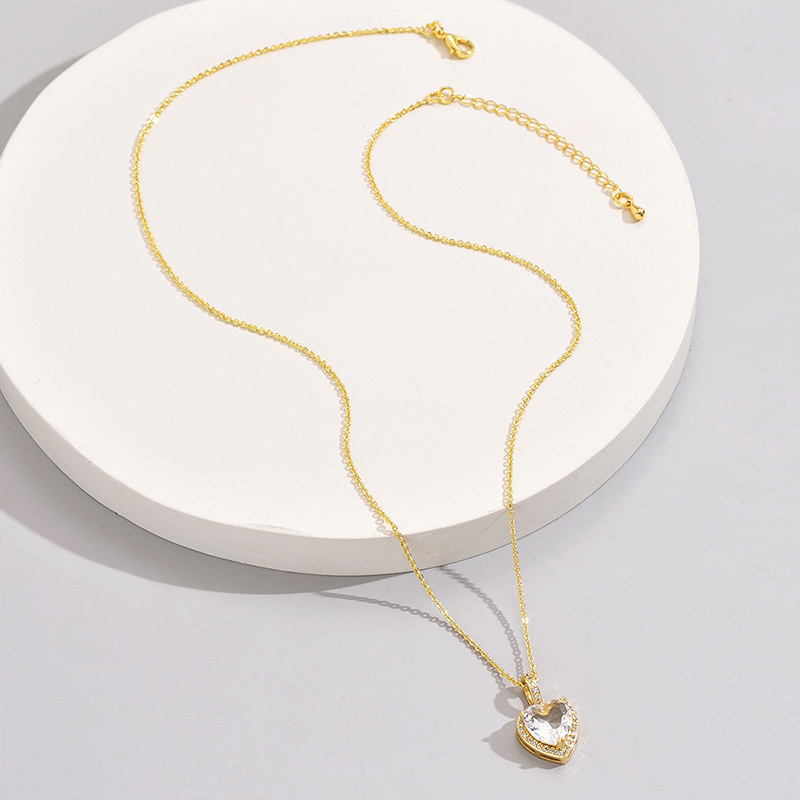 Wholesale Basic Modern Style Classic Style Heart Shape Copper Plating Inlay Zircon Pendant Necklace