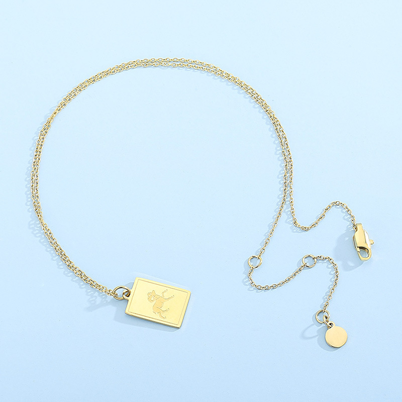 304 Stainless Steel Constellation PVD Coated 18k Gold Plating Simple Style Classic Style Plating Pendant Necklace