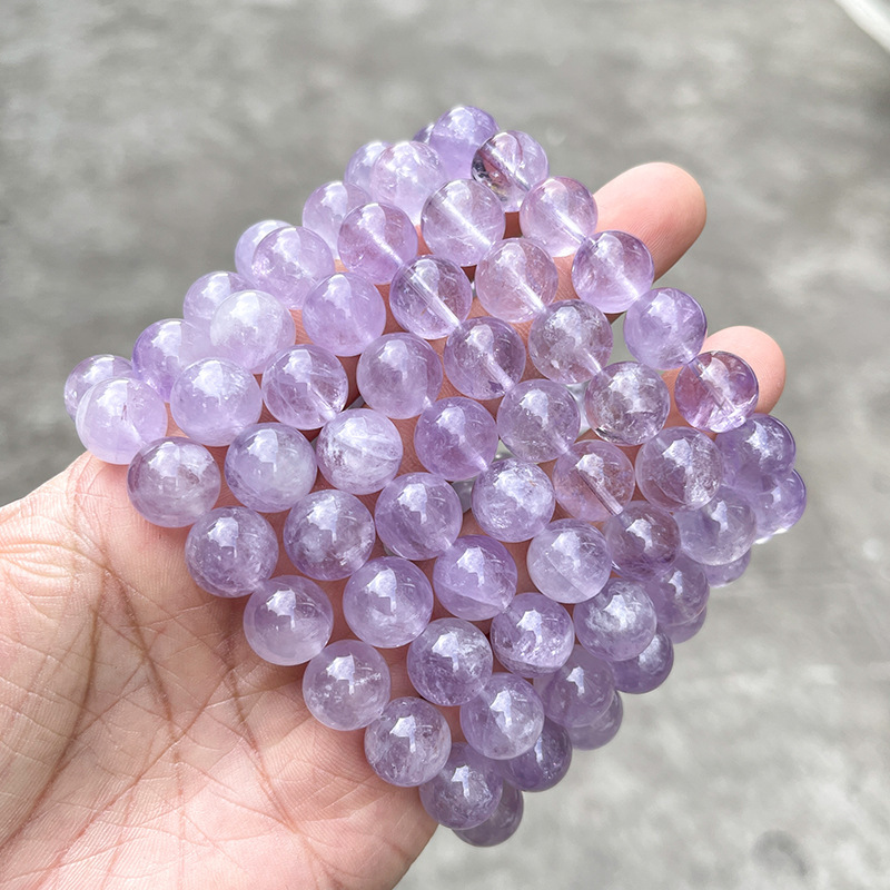 JD Jewelry Natural 5A Grade Lavender Crystal Bracelet Ice Transparent Round Beads Simple Elegant Fashion Women's Geometric Pattern