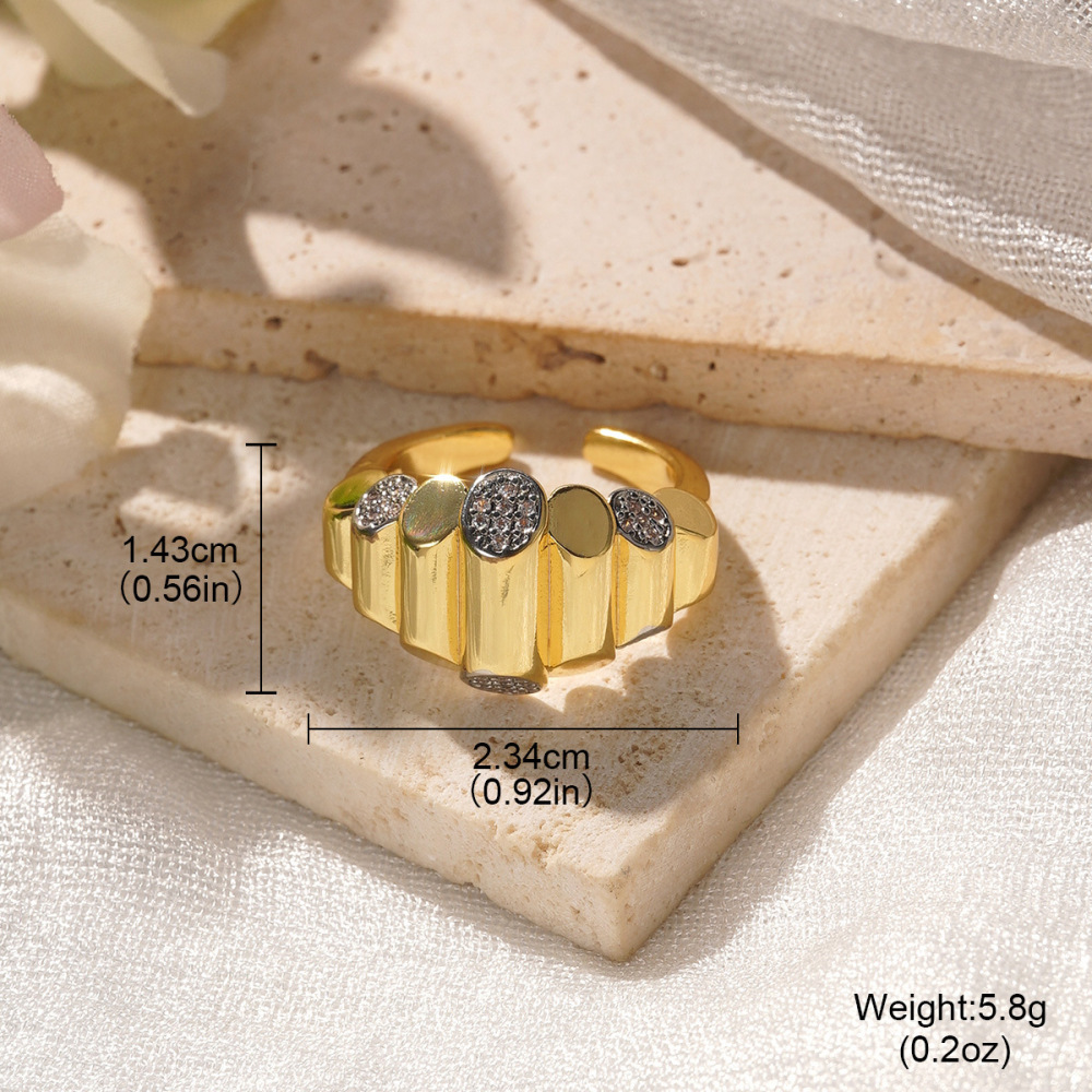 Electroplated (Including Color Retention Layer) Geometric Pattern Copper Elegant Hollow Metal Ring Fashionable Simple Luxurious Stackable Finger Accessories Unisex